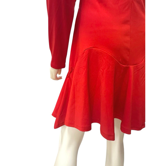 Women's Holiday CHICME Red Long Sleeve Sweetheart Neck Dress Size M - Picture 7 of 12